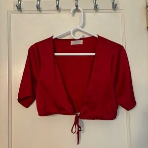 Red Urban Ourfitters tie-front top.